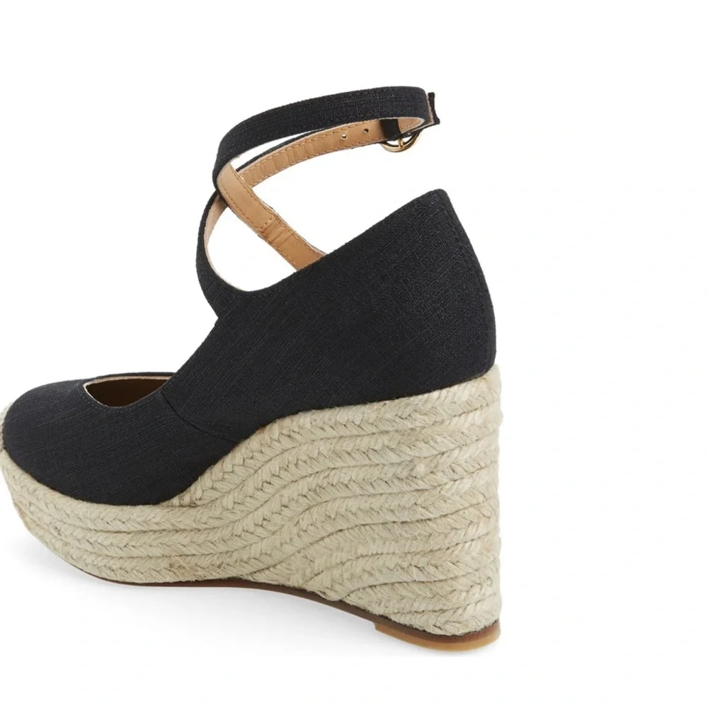 NWT Bettye Muller Crowne Linen Espadrille Wedge